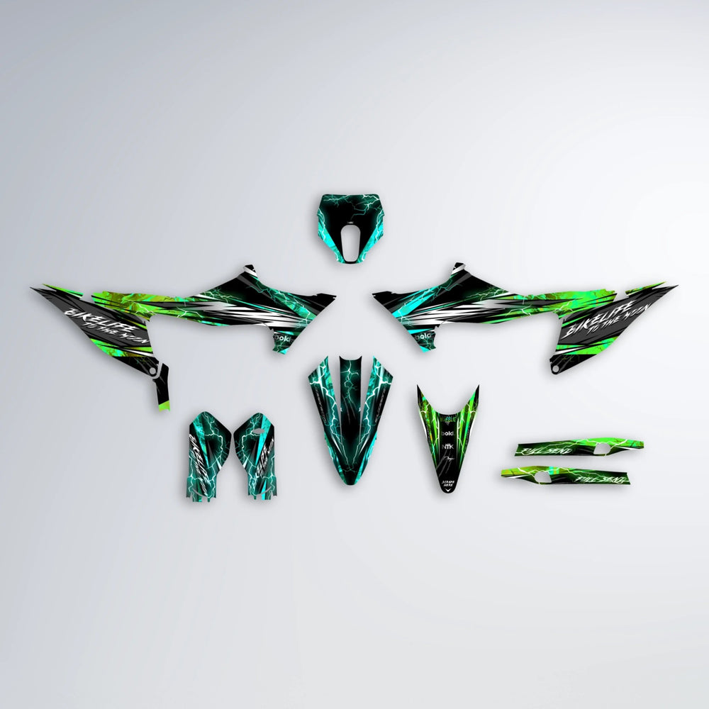 TRINITY Stark Varg SM graphics kit parts layout in Cyan & Green