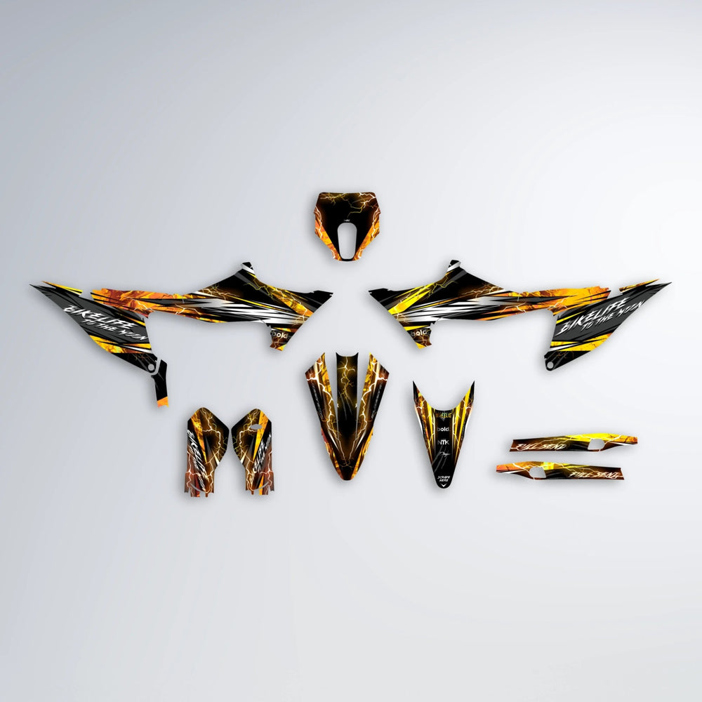 TRINITY Stark Varg SM graphics kit parts layout in Orange & Yellow