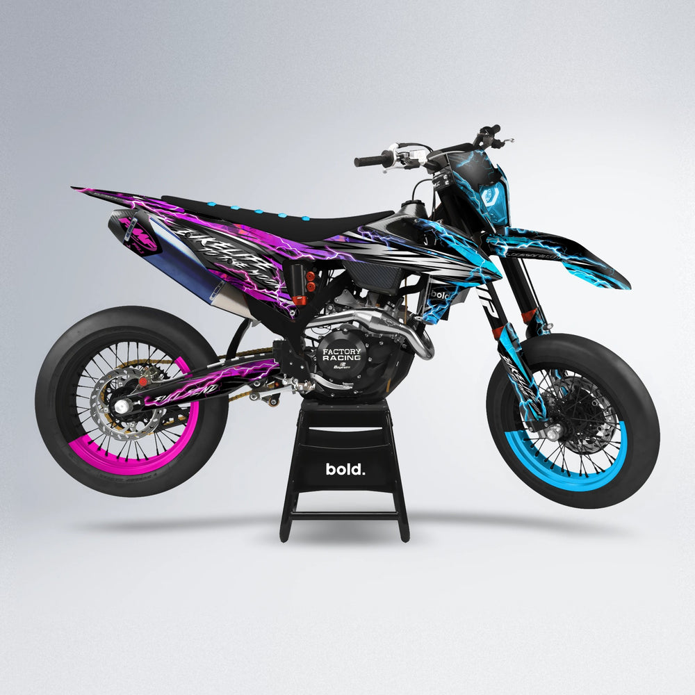 TRINITY supermoto graphics kit in Pink & Light Blue