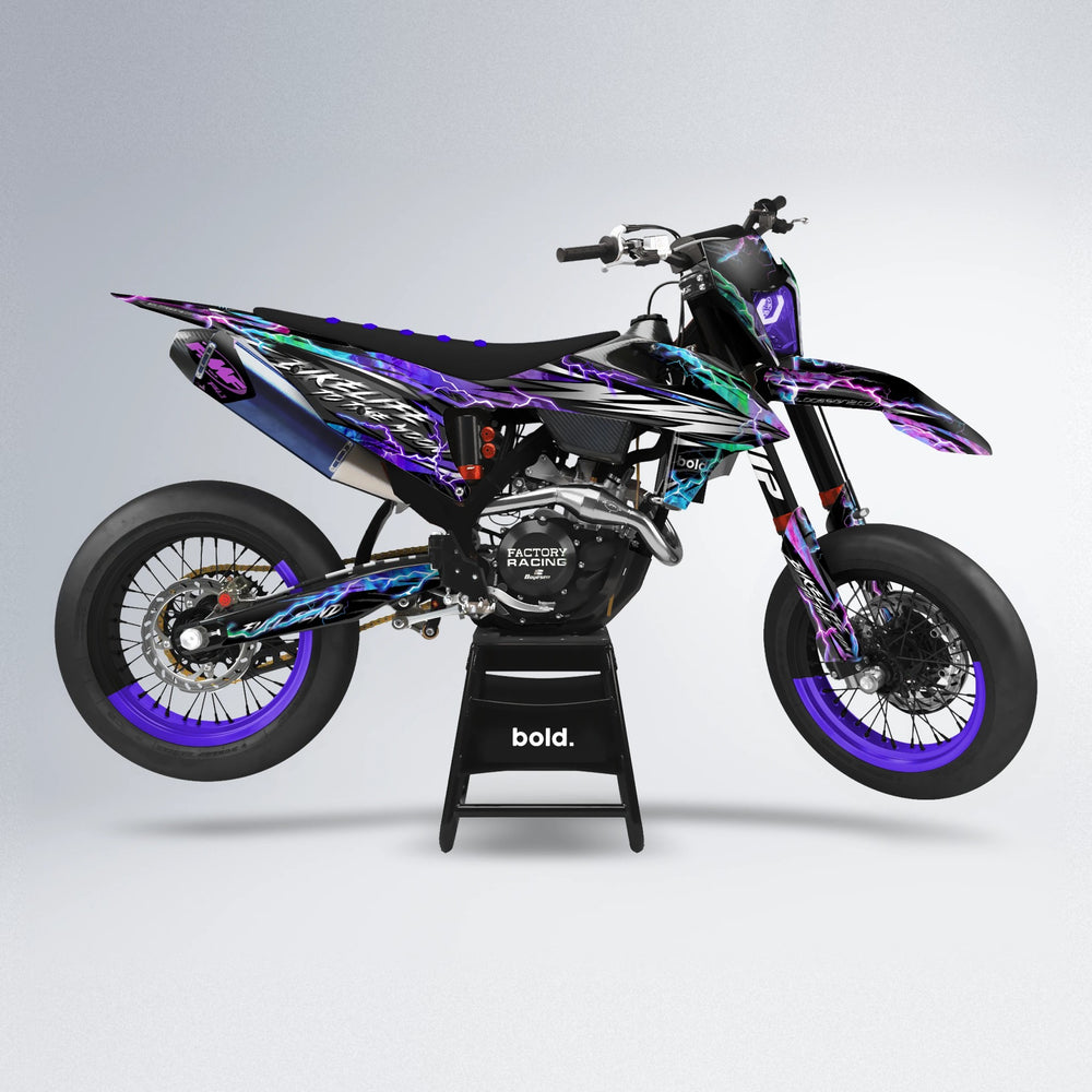 TRINITY supermoto graphics kit in Purple Holo