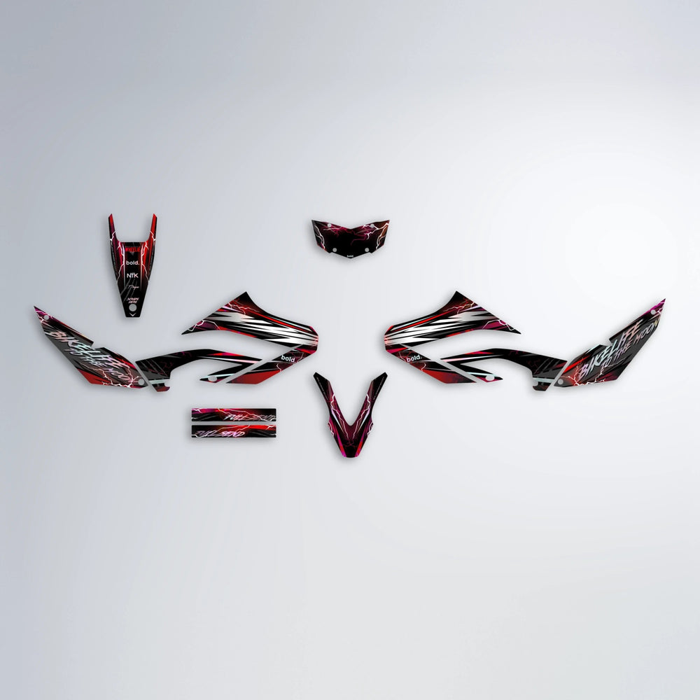 TRINITY Yamaha WR 125X graphics kit parts layout in Black & Red
