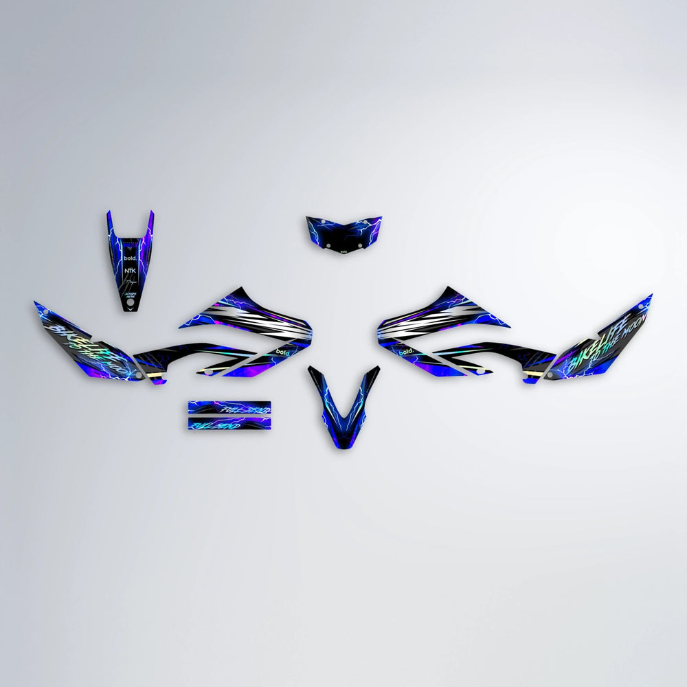 TRINITY Yamaha WR 125X graphics kit parts layout in Blue