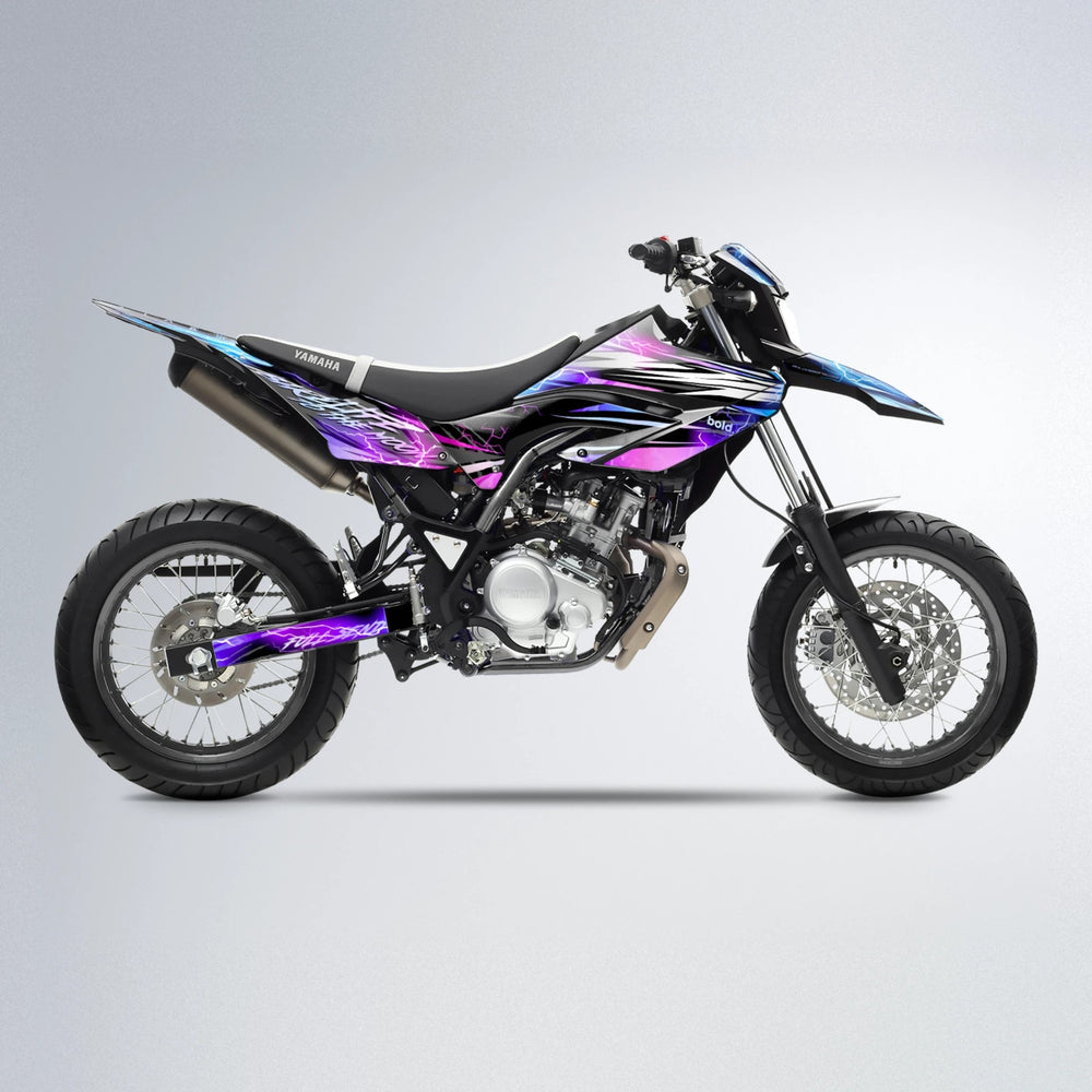 TRINITY Yamaha WR 125X supermoto graphics kit in Blue Purple Fade