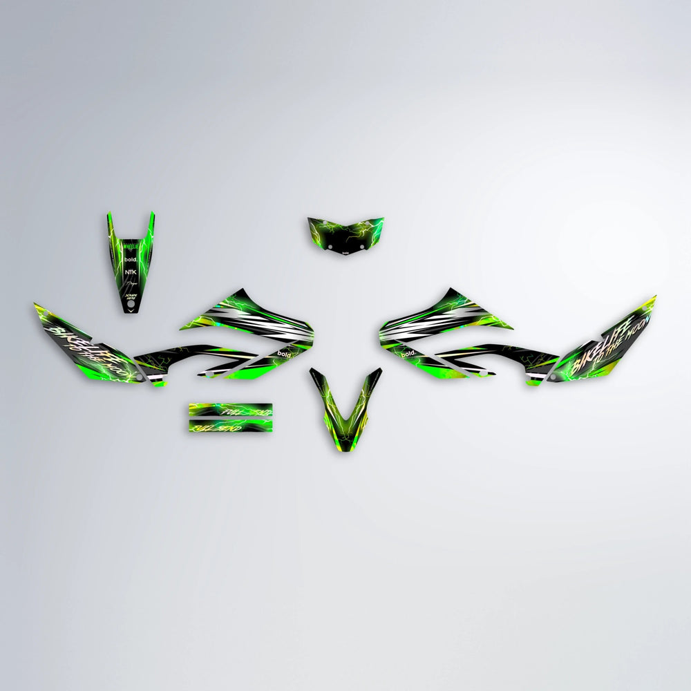 TRINITY Yamaha WR 125X graphics kit parts layout in Green