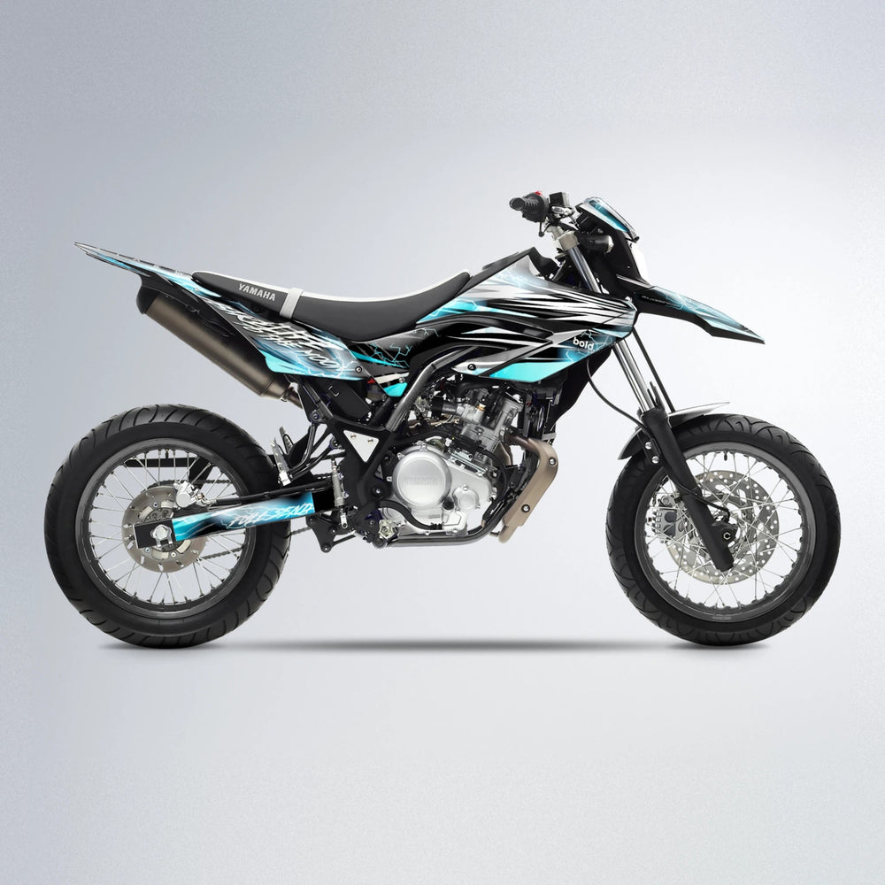 TRINITY Yamaha WR 125X supermoto graphics kit in Light Blue & White