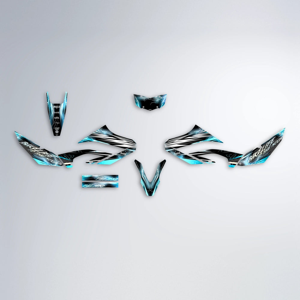 TRINITY Yamaha WR 125X graphics kit parts layout in Light Blue & White