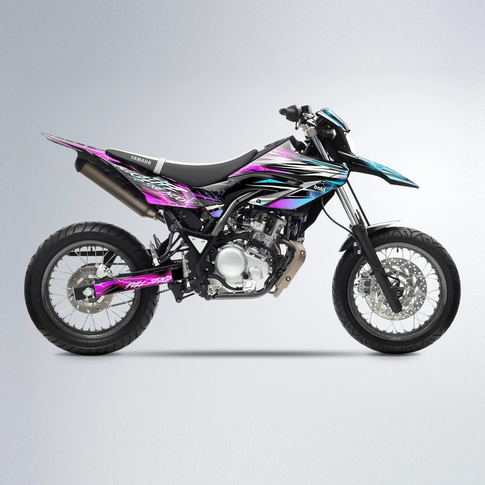 TRINITY Yamaha WR 125X supermoto graphics kit in Pink & Light Blue