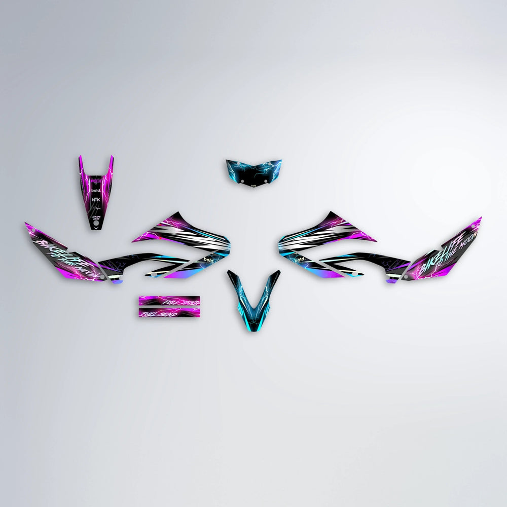 TRINITY Yamaha WR 125X graphics kit parts layout in Pink & Light Blue