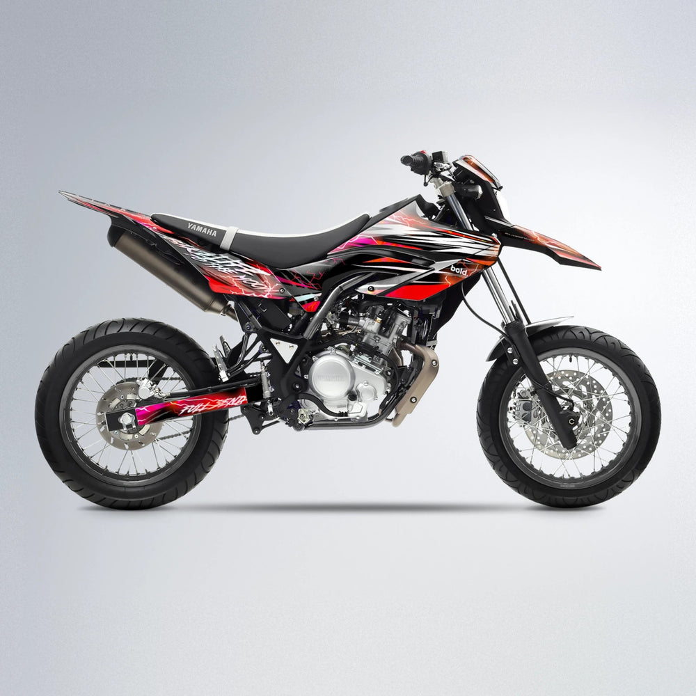 TRINITY Yamaha WR 125X supermoto graphics kit in Red & Orange