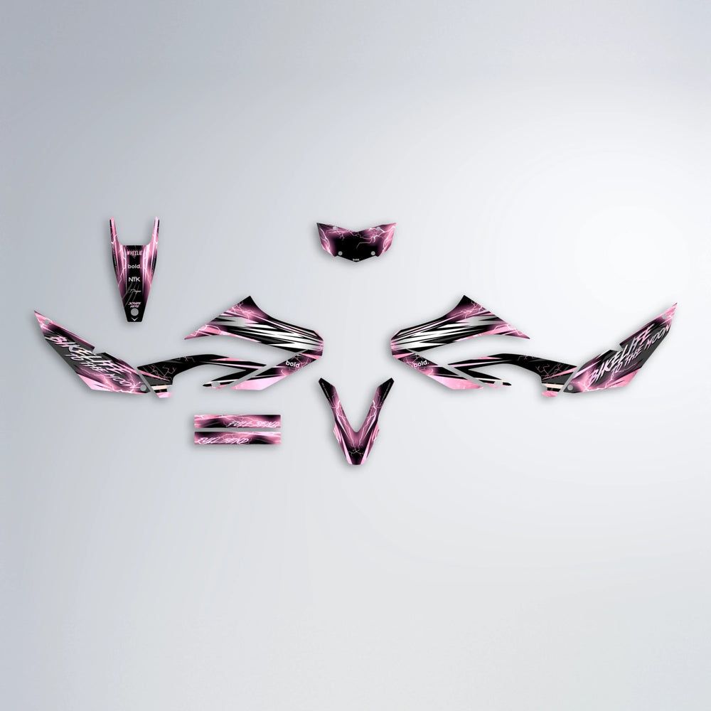TRINITY Yamaha WR 125X graphics kit parts layout in Sakura Pink
