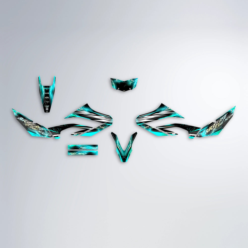 TRINITY Yamaha WR 125X graphics kit parts layout in Teal