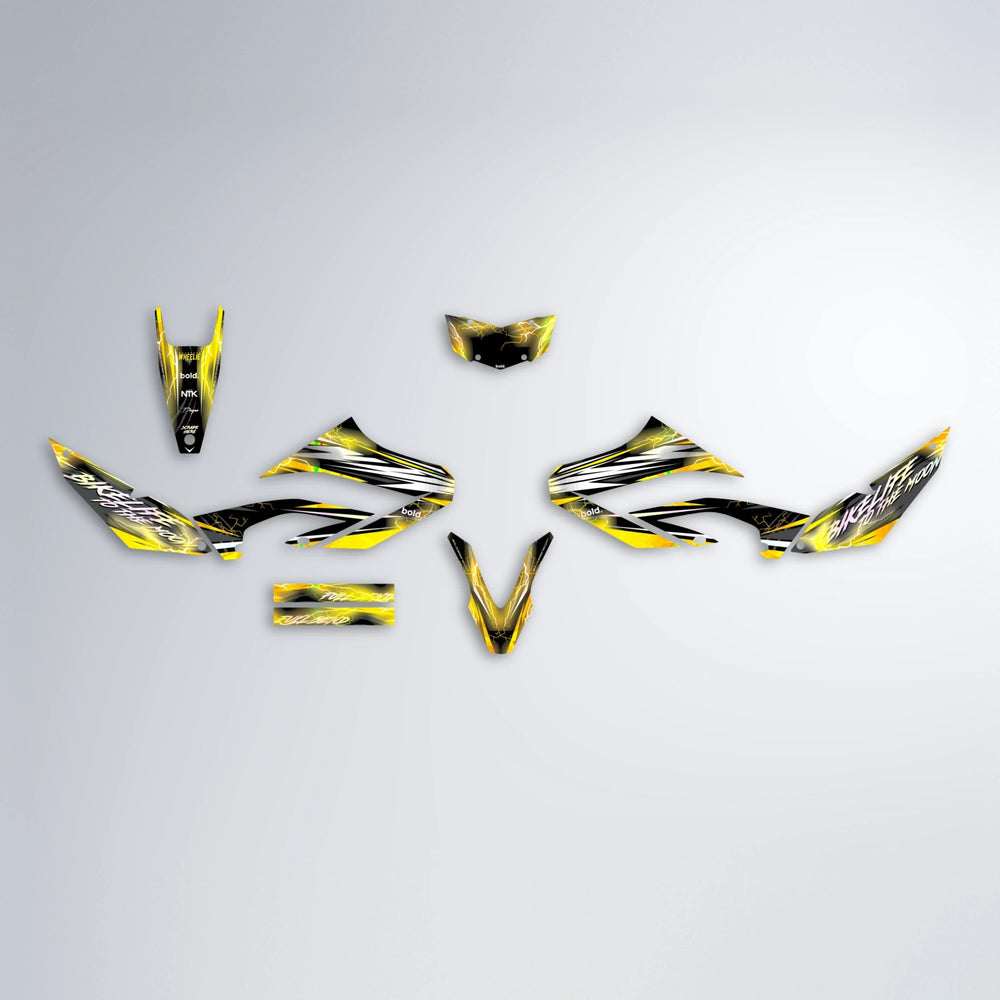 TRINITY Yamaha WR 125X graphics kit parts layout in Yellow