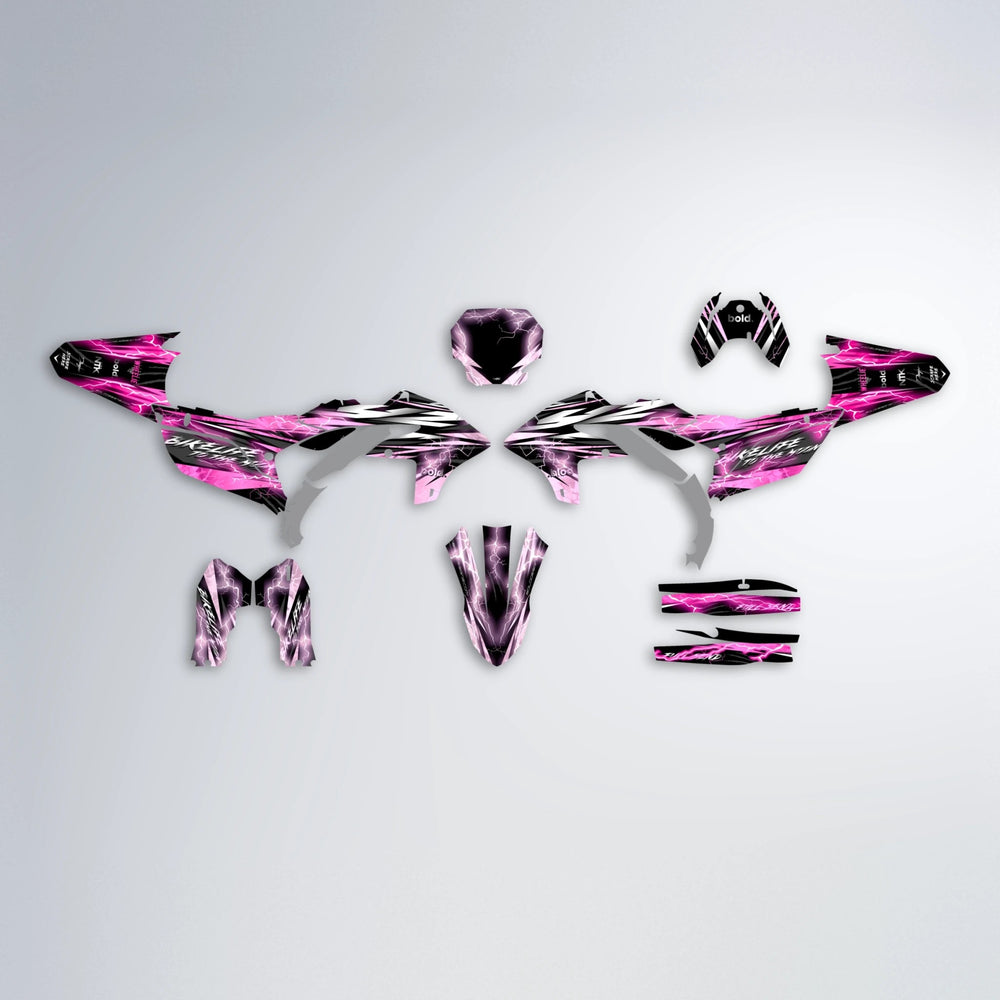 TRINITY Yamaha YZF MX graphics kit parts layout in Flamingo