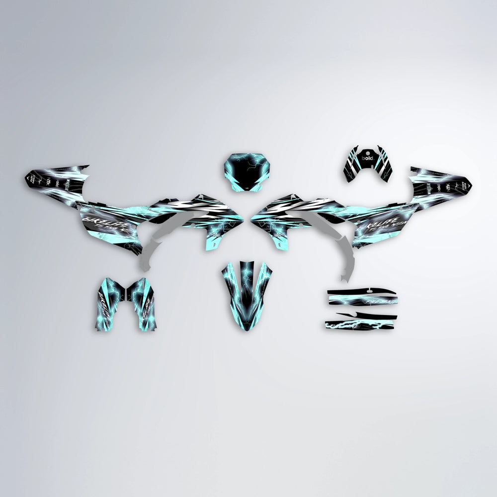 TRINITY Yamaha YZF MX graphics kit parts layout in Mint
