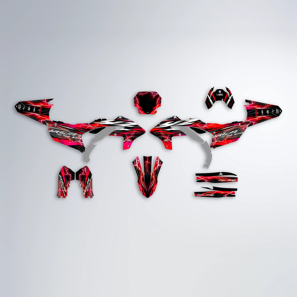 TRINITY Yamaha YZF MX graphics kit parts layout in Red