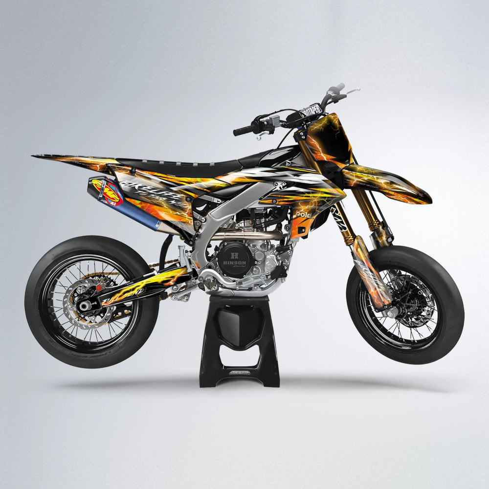 TRINITY Yamaha YZF SM supermoto graphics kit in Orange & Yellow