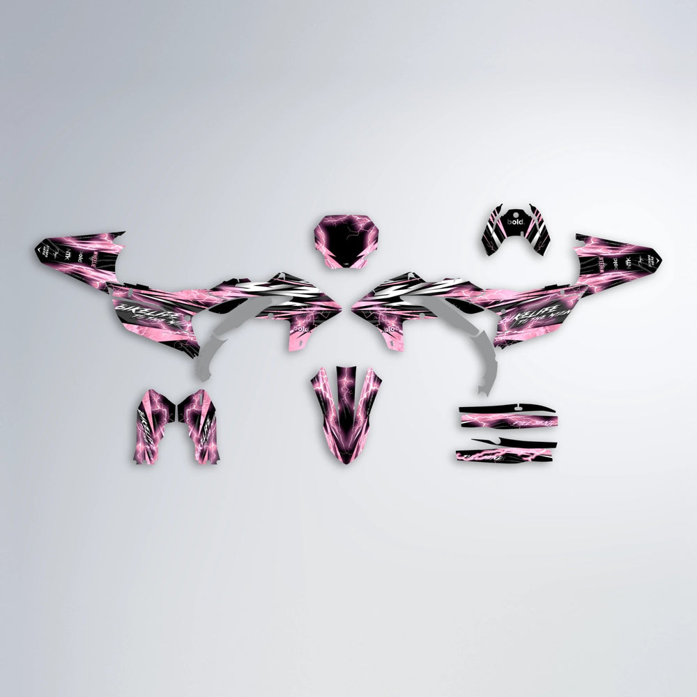 TRINITY Yamaha YZF SM graphics kit parts layout in Sakura Pink