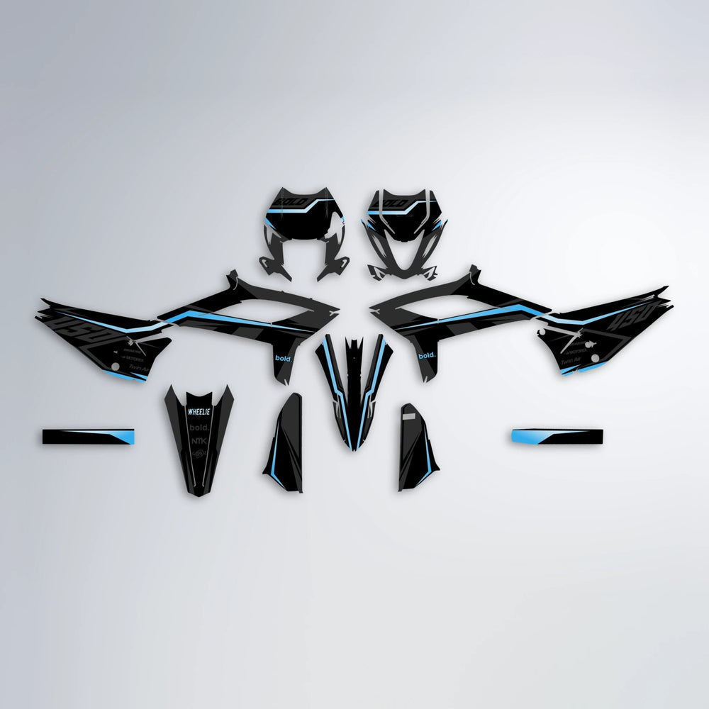 TRONIC Beta graphics kit parts layout in Light Blue & White