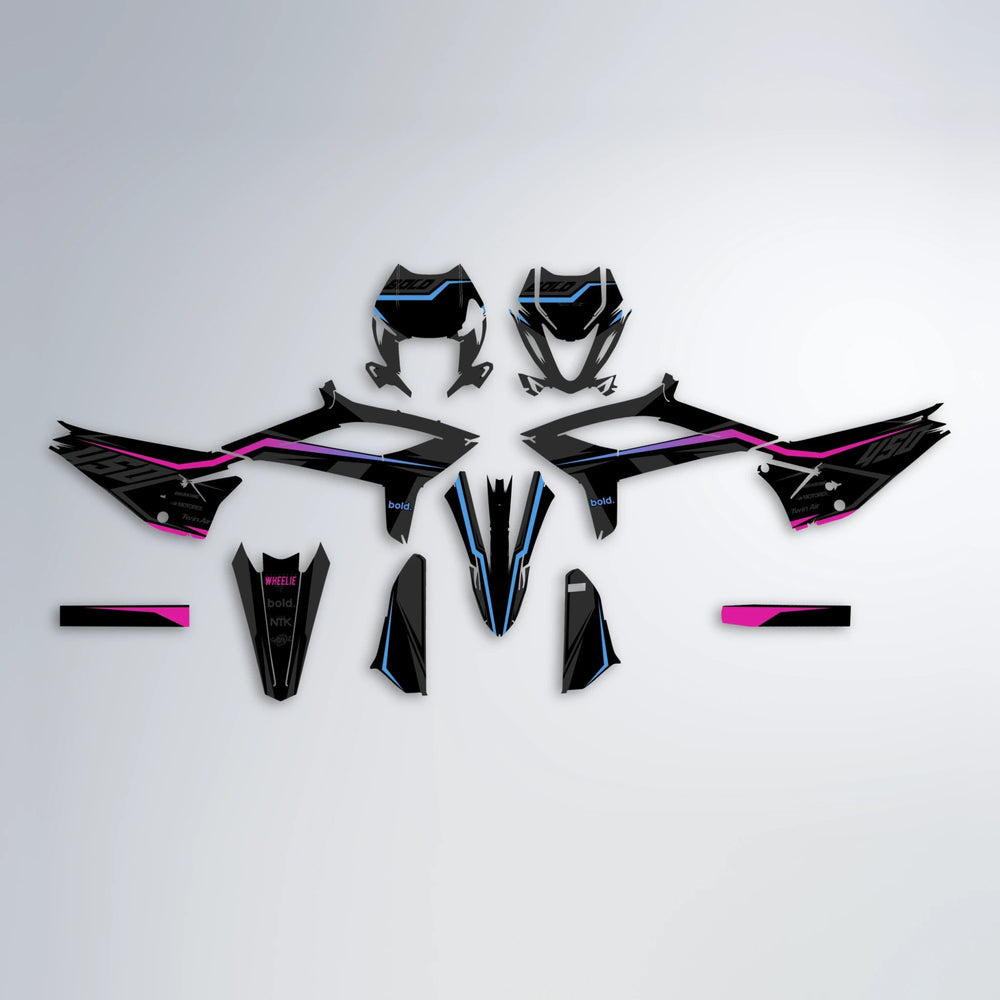 TRONIC Beta graphics kit parts layout in Pink & Light Blue