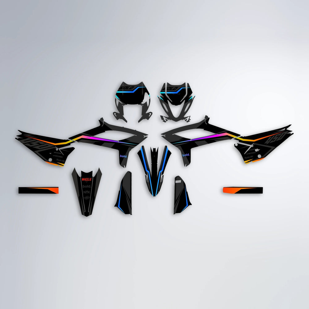 TRONIC Beta graphics kit parts layout in Sunset Fade
