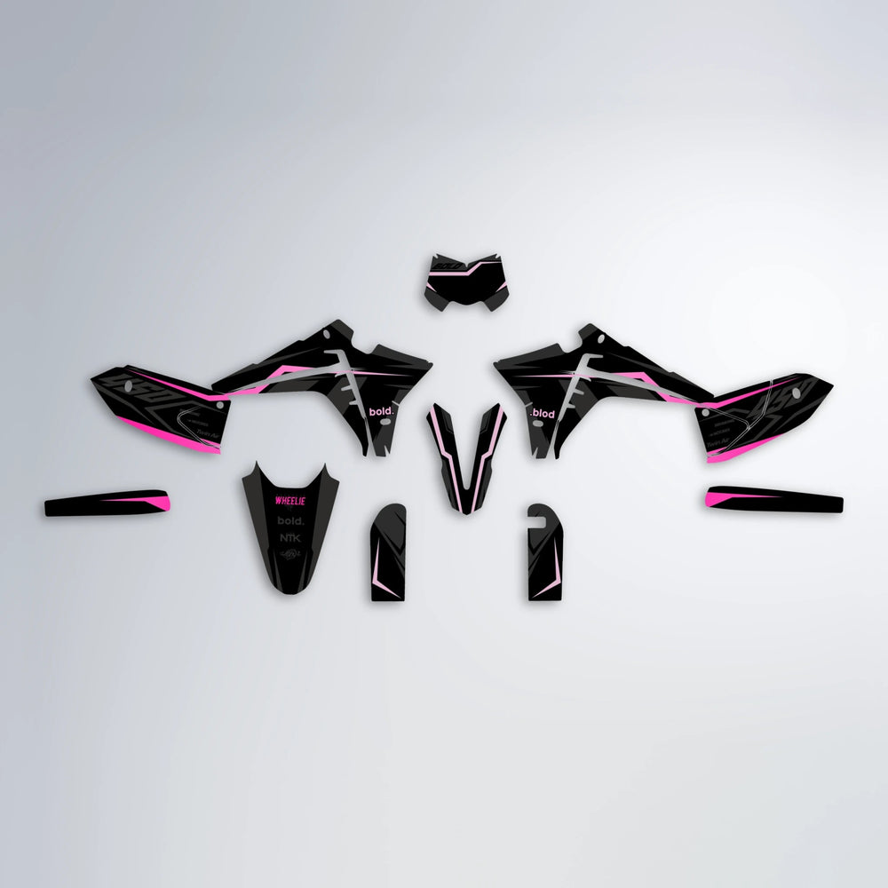 TRONIC Fantic graphics kit parts layout in Flamingo