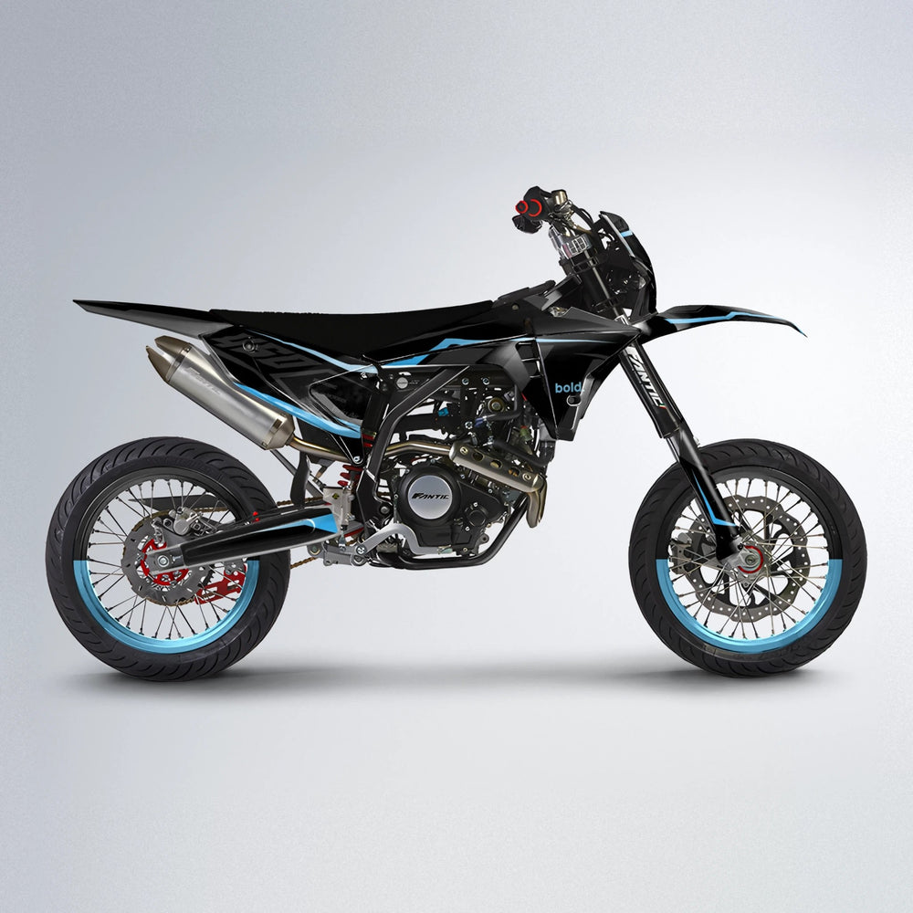 TRONIC Fantic supermoto graphics kit in Light Blue & White