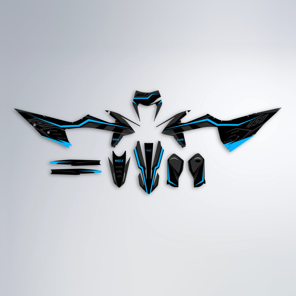 TRONIC graphics kit parts layout in Blue