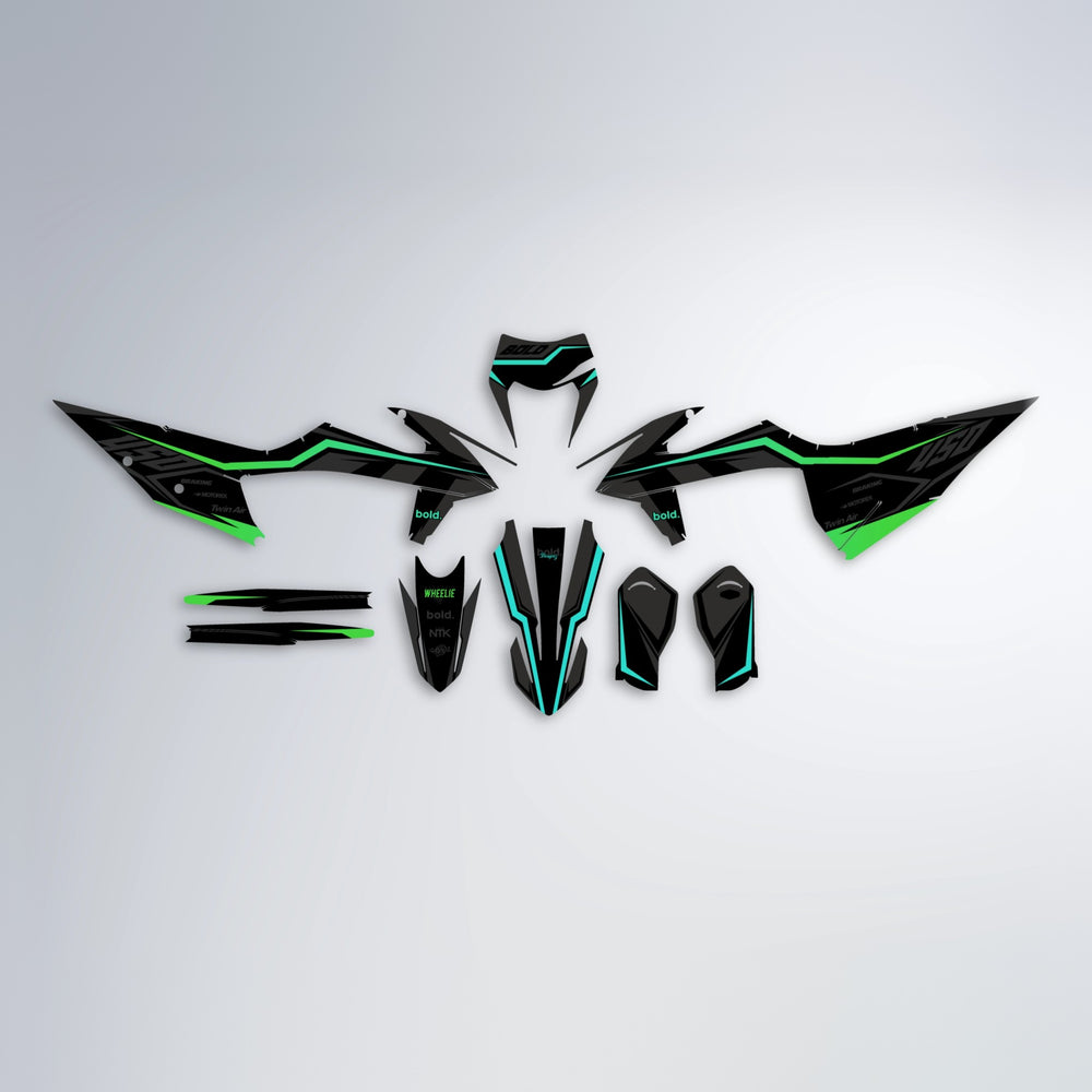 TRONIC graphics kit parts layout in Cyan & Green