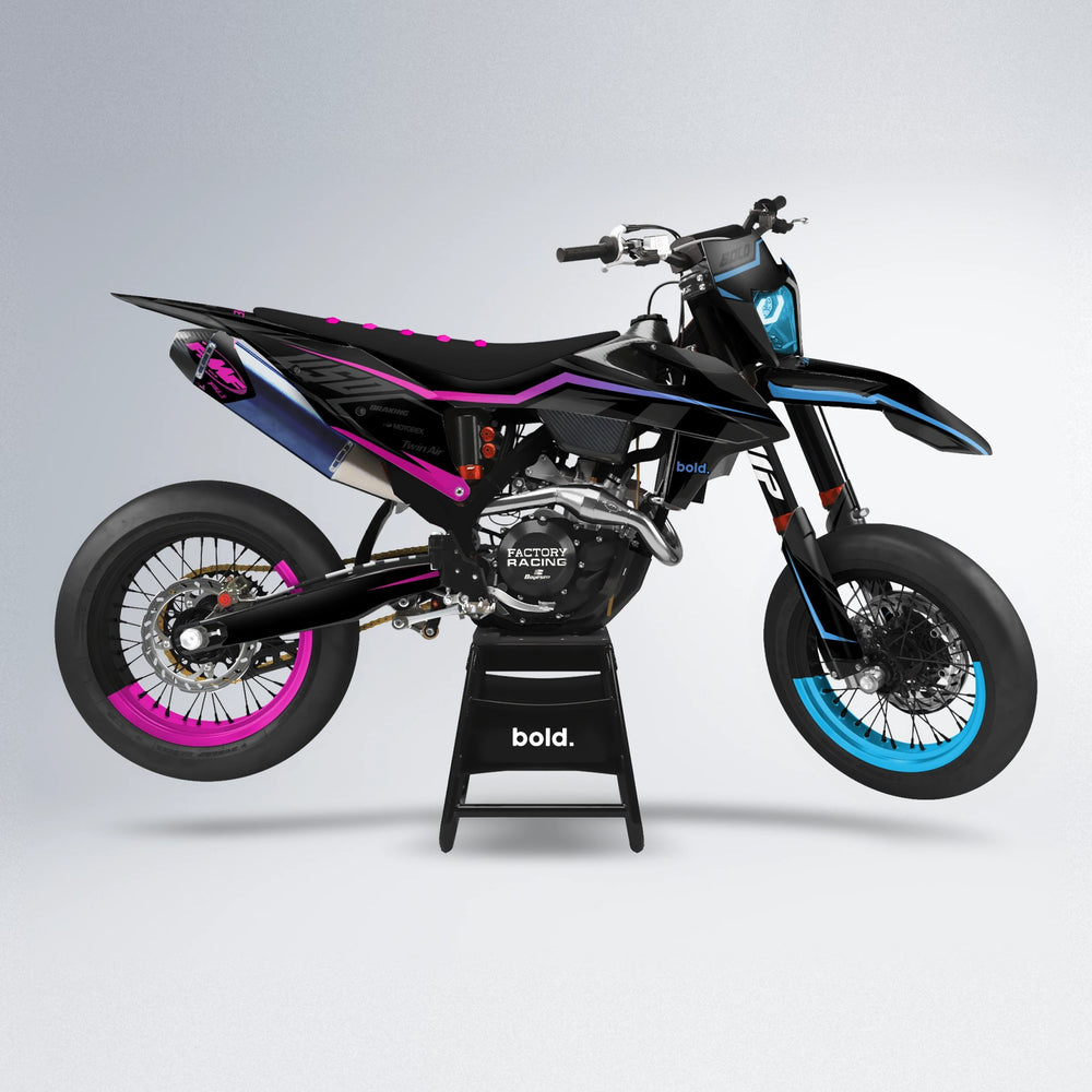TRONIC supermoto graphics kit in Pink & Light Blue