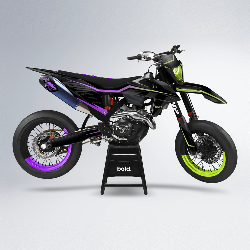 TRONIC supermoto graphics kit in Purple & Yellow