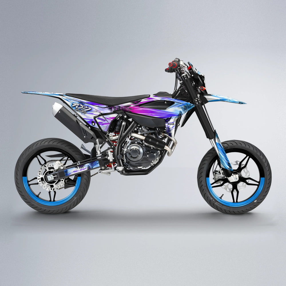 TROPIC Beta supermoto graphics kit in Blue Purple Fade