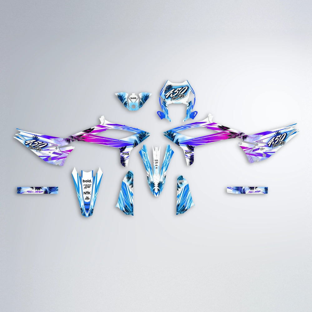 TROPIC Beta graphics kit parts layout in Blue Purple Fade