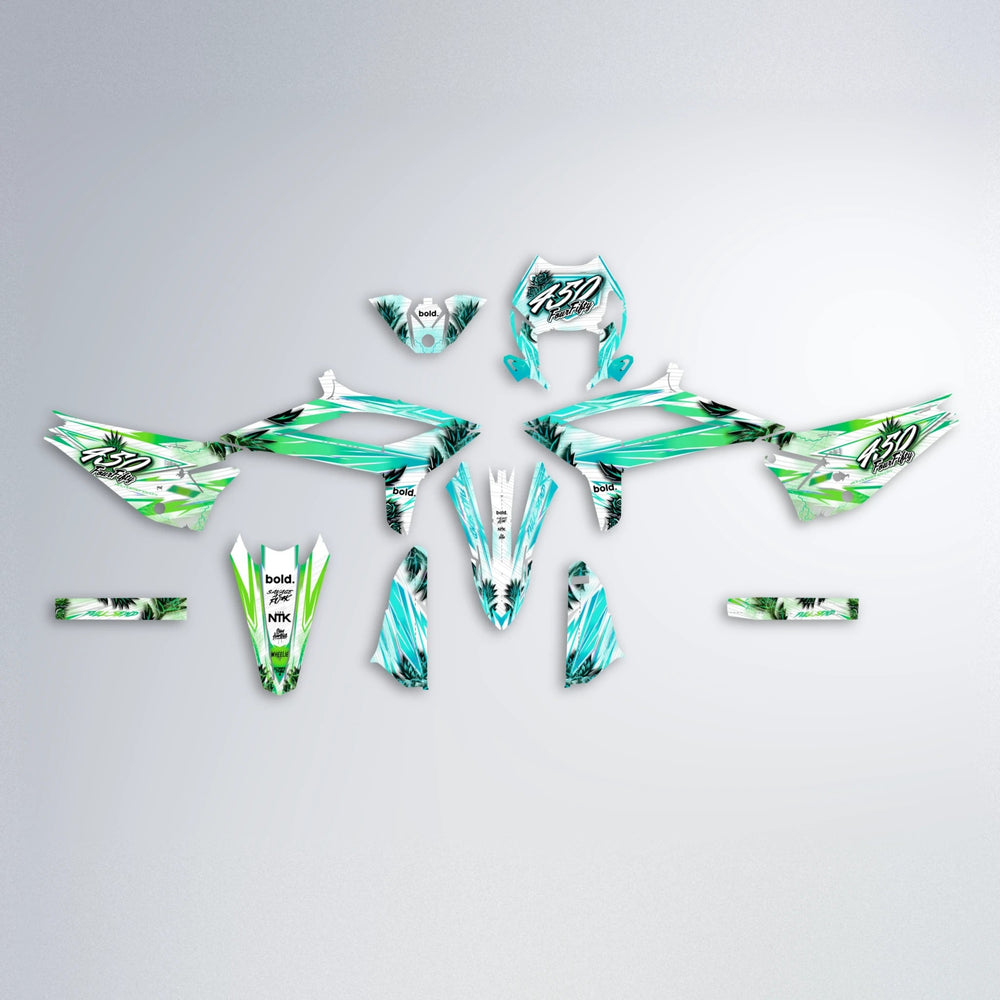 TROPIC Beta graphics kit parts layout in Cyan & Green