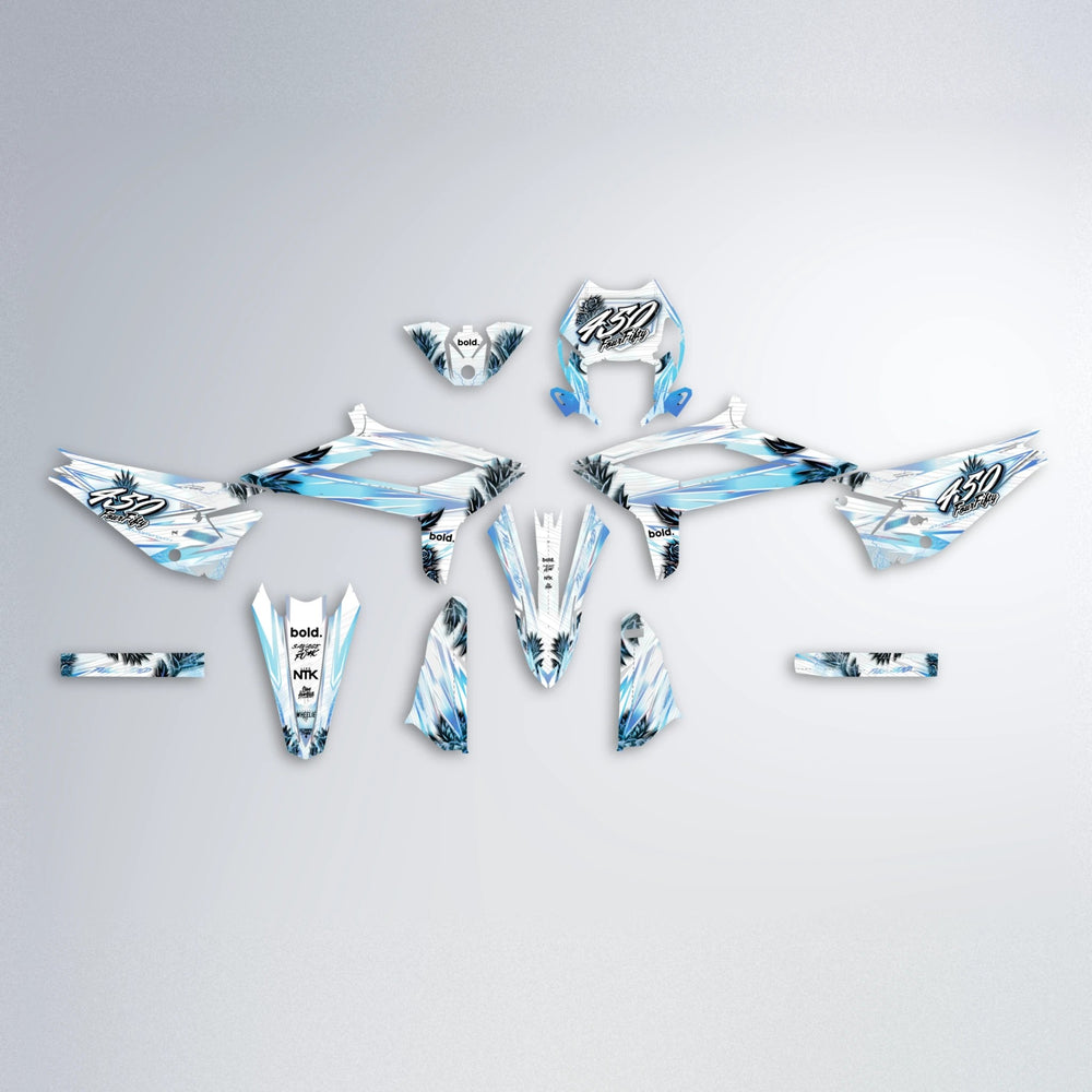 TROPIC Beta graphics kit parts layout in Light Blue & White