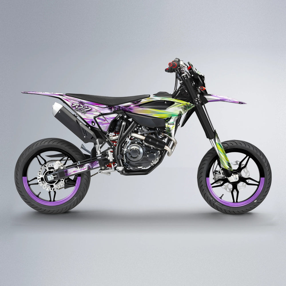 TROPIC Beta supermoto graphics kit in Purple & Yellow