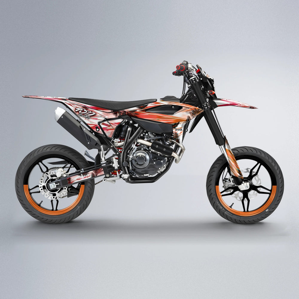 TROPIC Beta supermoto graphics kit in Red & Orange