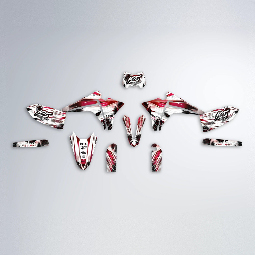 TROPIC Fantic graphics kit parts layout in Black & Red