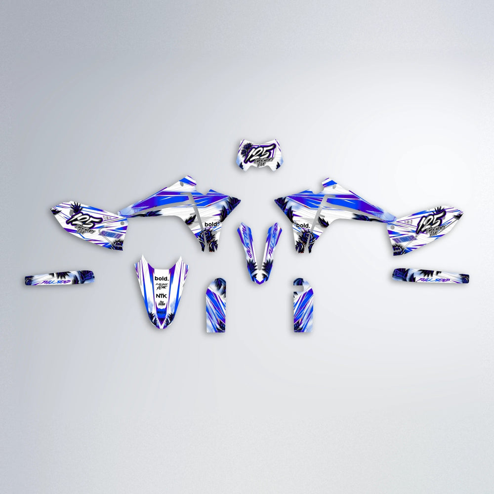 TROPIC Fantic graphics kit parts layout in Blue