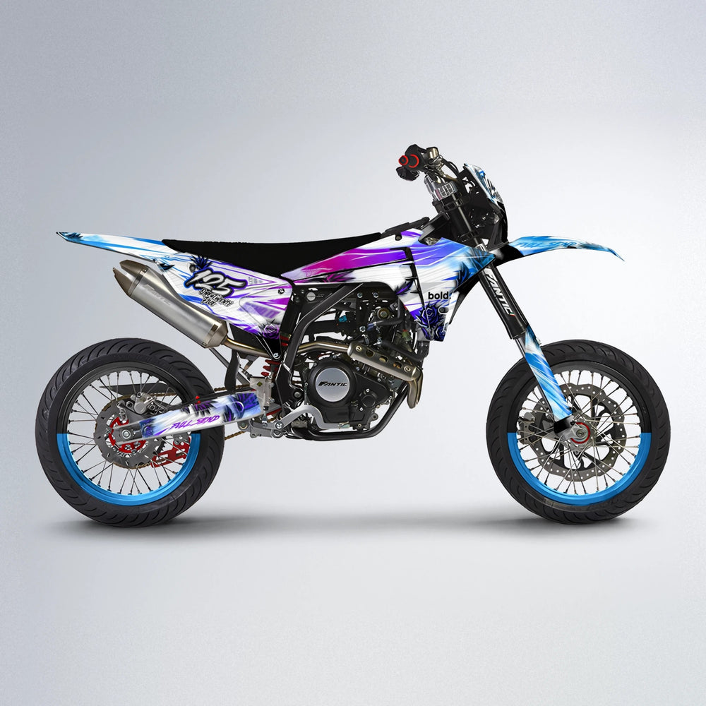 TROPIC Fantic supermoto graphics kit in Blue Purple Fade