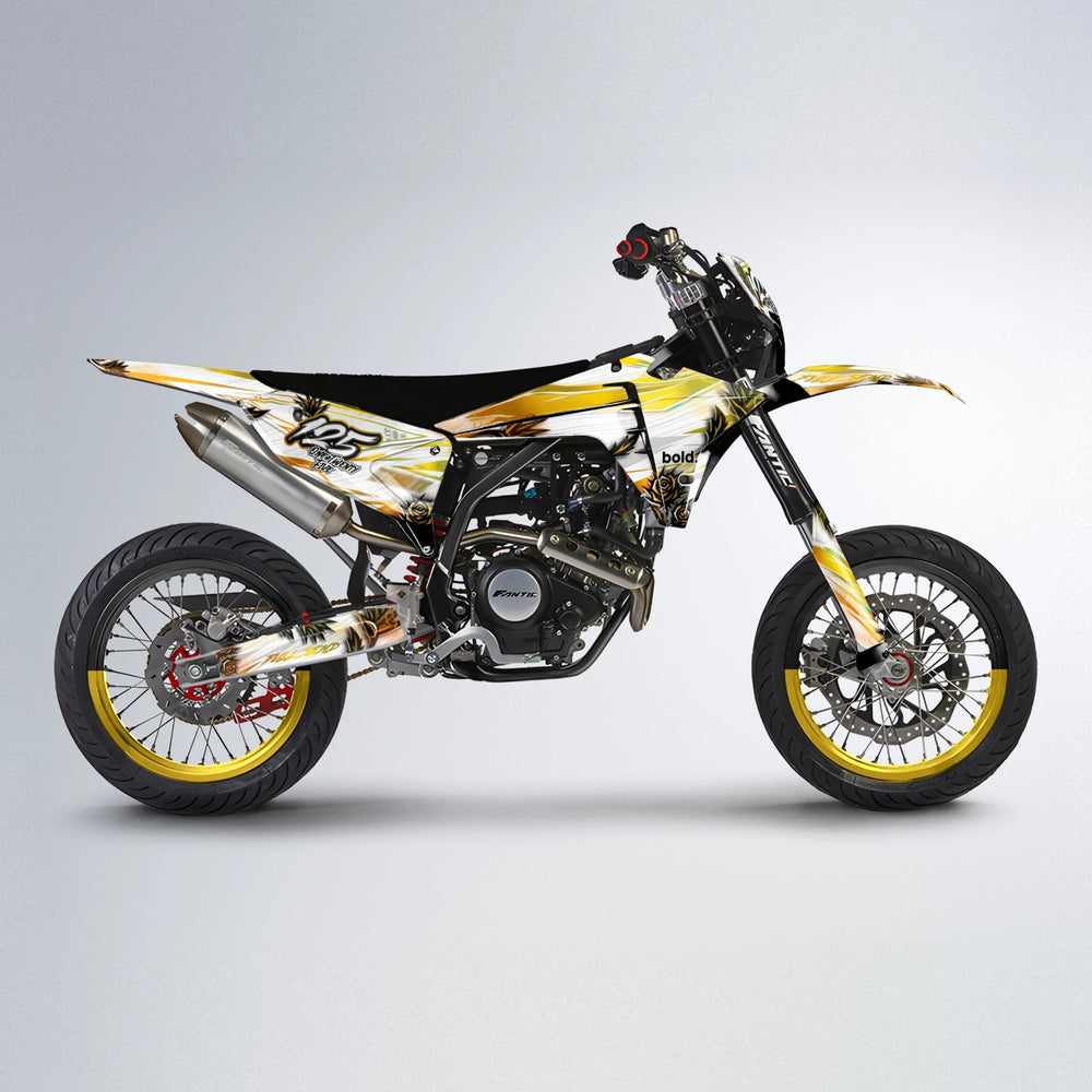 TROPIC Fantic supermoto graphics kit in Orange & Yellow