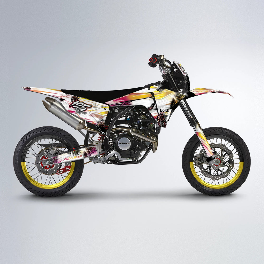 TROPIC Fantic supermoto graphics kit in Pink & Yellow
