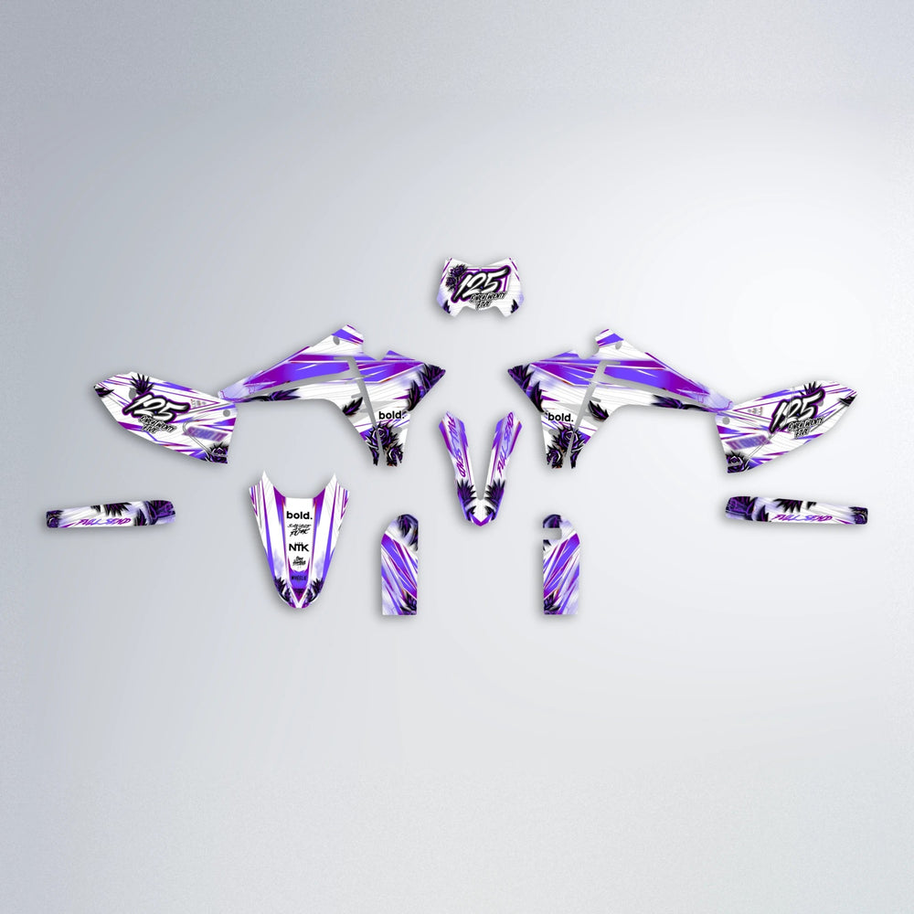 TROPIC Fantic graphics kit parts layout in Purple