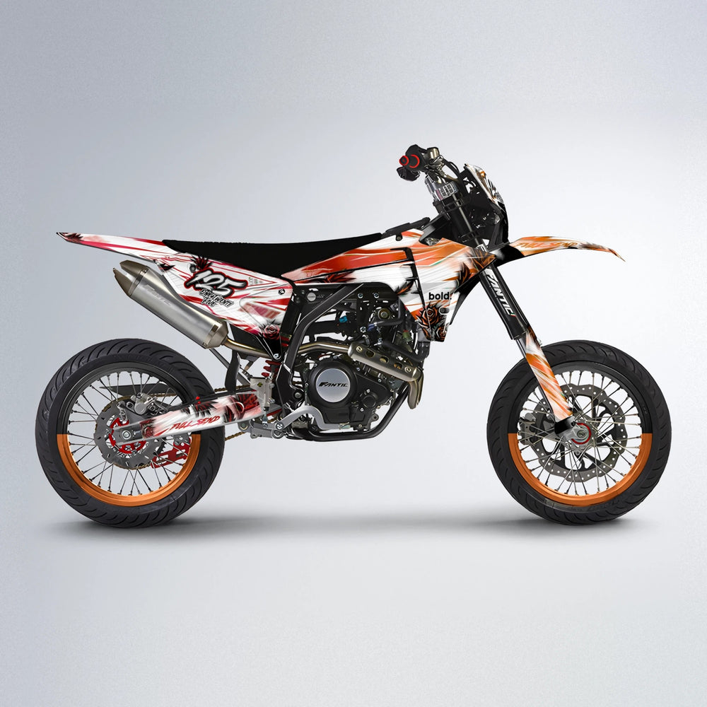 TROPIC Fantic supermoto graphics kit in Red & Orange