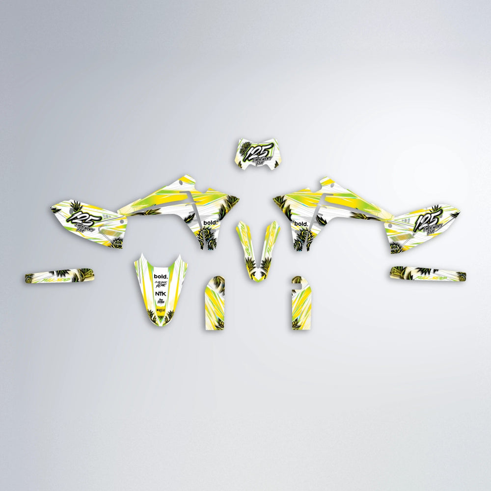 TROPIC Fantic graphics kit parts layout in Yellow