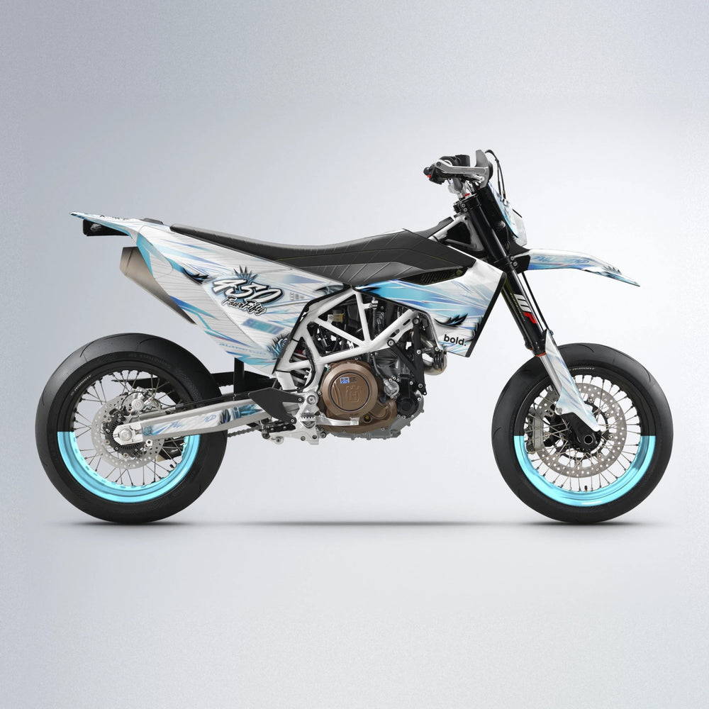 TROPIC Husqvarna 701 supermoto graphics kit in Light Blue & White