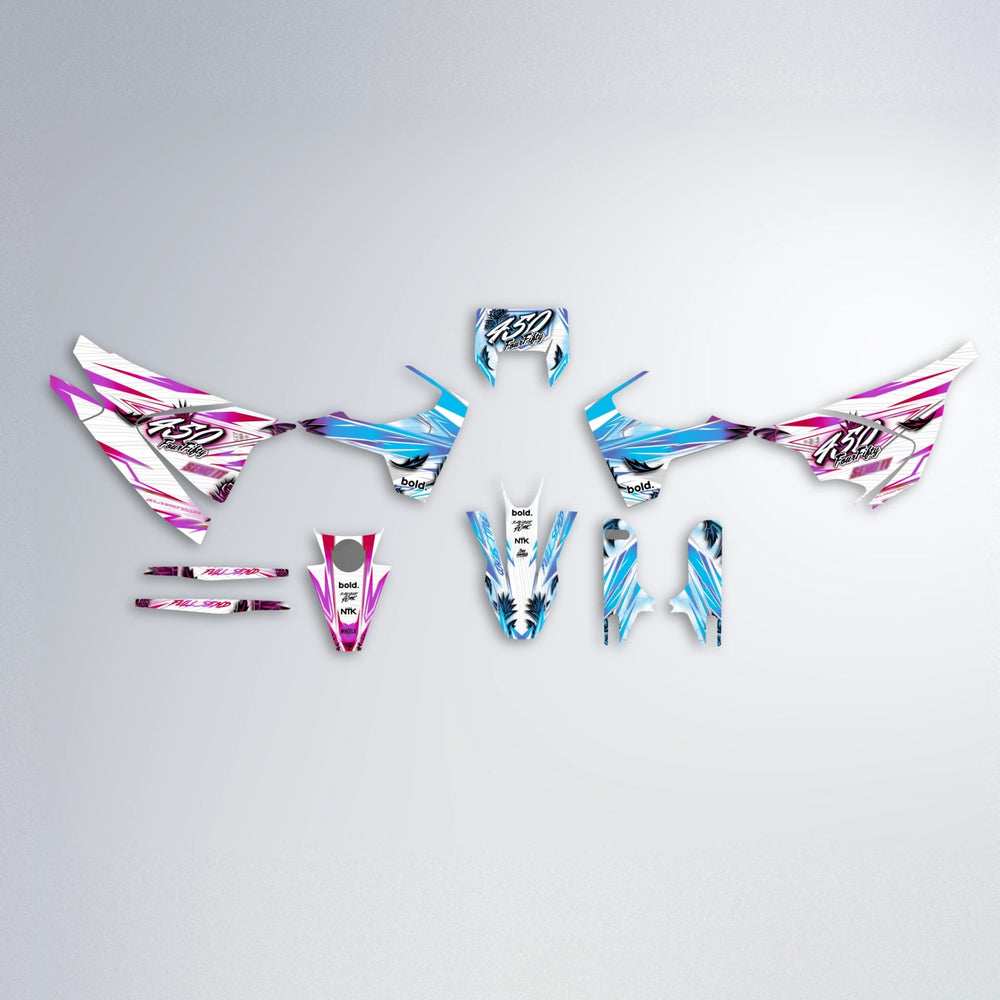 TROPIC Husqvarna 701 graphics kit parts layout in Pink & Light Blue