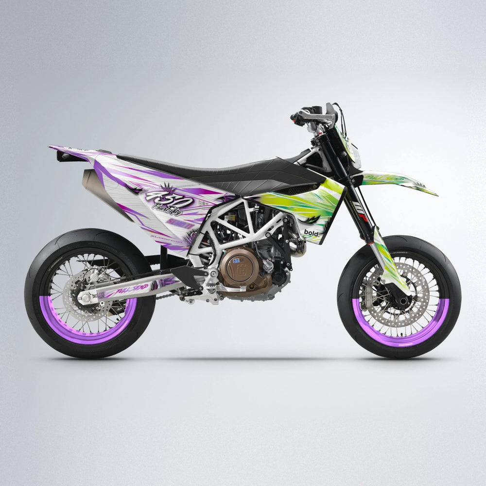 TROPIC Husqvarna 701 supermoto graphics kit in Purple & Yellow