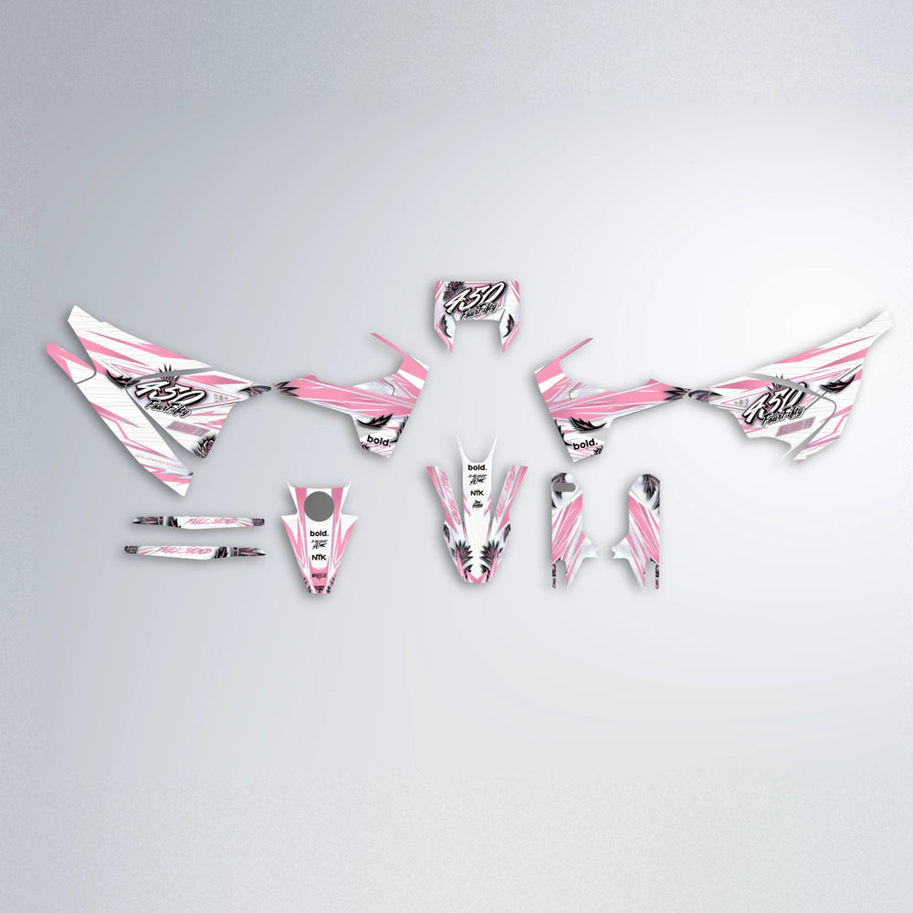 TROPIC Husqvarna 701 graphics kit parts layout in Sakura Pink