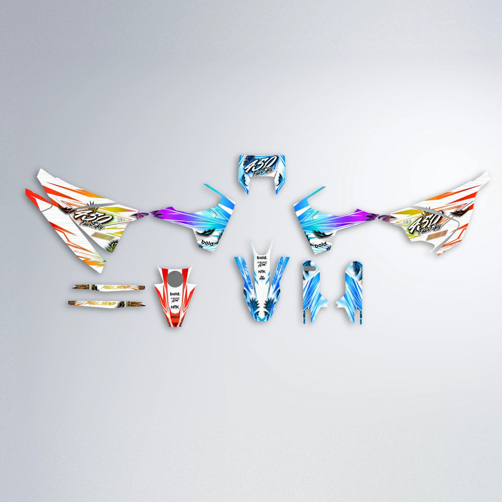 TROPIC Husqvarna 701 graphics kit parts layout in Sunset Fade