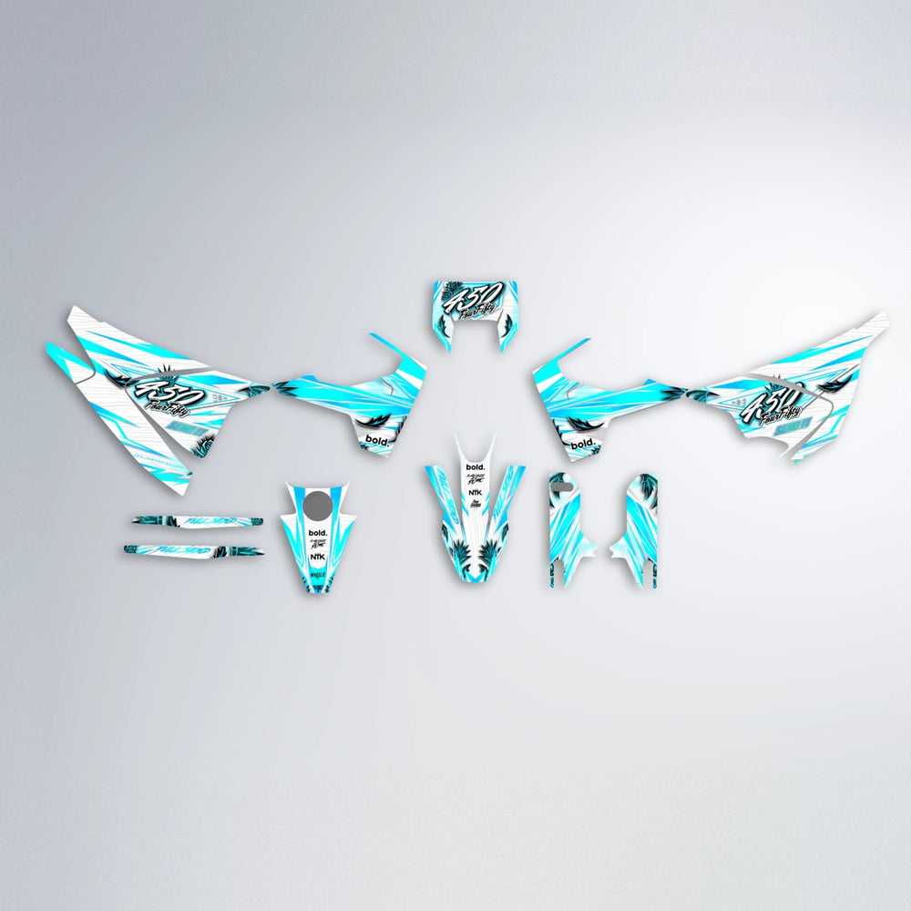 TROPIC Husqvarna 701 graphics kit parts layout in Teal